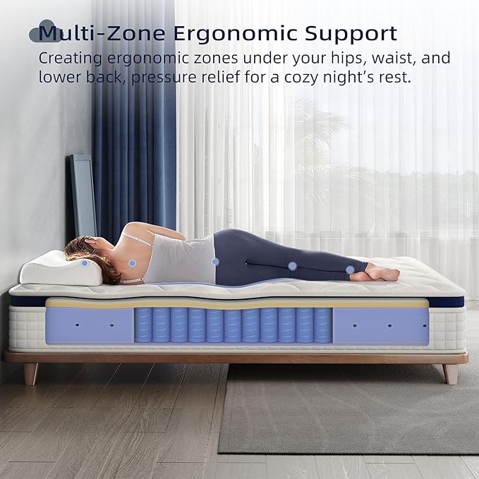 Twin Mattress 10 Inch - Hybrid Mattress Bed in a Box, Medium Firm Support, Pressure & Pain Relief for All Sleepers, CertiPUR-US Certified, Fiberglass-free, Reinforced Edge Support, Motion Isolation