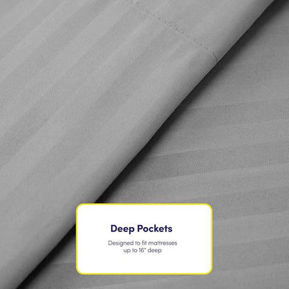 King Size Bed Sheets - 6 Piece 1500 Supreme Collection Fine Brushed Microfiber Deep Pocket King Sheet Set Bedding - 2 Extra Pillow Cases, Great Value, King, Dobby Silver