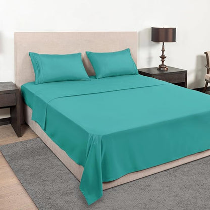 Mejoroom Twin Sheet Set - Hotel Collection Twin Sheets - Bedding Sheets & Pillowcases with Deep Pocket Fitted Sheet, Breathable, Wrinkle & Fade Resistant - 3 Piece(Teal)