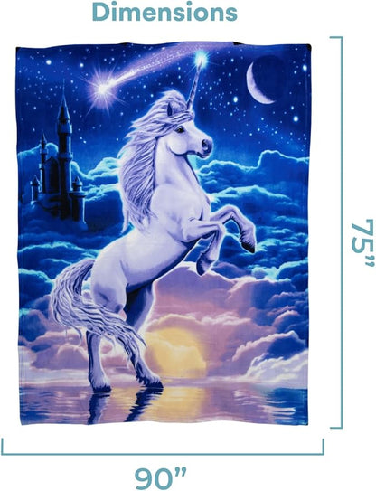Dawhud Direct Unicorn Throw Blanket - 50x60 Inches Soft Plush Unicorn Fleece Blanket for Girls and Boys - Cozy Unicorn Kingdom Plush Throw for Bed or Couch - Thoughtful Gift for Kids and Adults