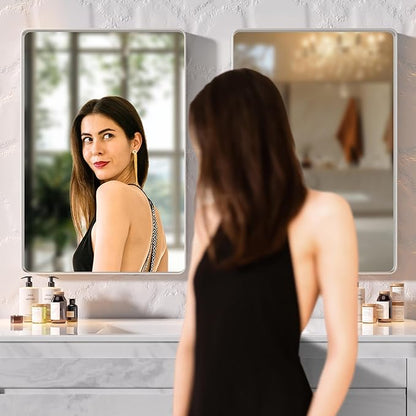 Hasipu 2 PCS Bathroom Mirror for Wall, 36 x 30 Inch Silver Metal Framed Bathroom Mirrors for Over Sink, Rectangle Bathroom Vanity Mirror, Anti-Rust, Tempered Glass, Horizontal or Vertical