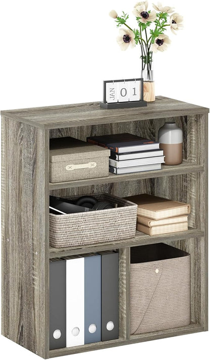 Furinno PASIR Book Shelf, 3-Tier Display Bookshelf, Bookcase, 11.8 x 23.6 x 28.2, for Living Room, Bedroom, Home Office, French Oak