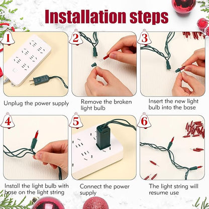 Mudder 200 Count 2.5V Christmas 50/100/150/200 Count Mini Incandescent Wire String Lights Replacement Bulbs Indoor/Outdoor Christmas Lights Decorations for Home Xmas Tree(Warm Red)