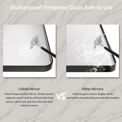 LOAAO 48X30 Inch Black Metal Framed Bathroom Mirror for Wall, Matte Black Bathroom Vanity Mirror Farmhouse, Large Rounded Rectangle Mirror, Anti-Rust, Tempered Glass, Hangs Horizontally or Vertically