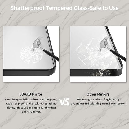 LOAAO 40X32 Inch Black Metal Framed Bathroom Mirror for Wall, Matte Black Bathroom Vanity Mirror Farmhouse, Large Rounded Rectangle Mirror, Anti-Rust, Tempered Glass, Hangs Horizontally or Vertically