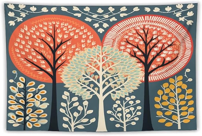MaSiledy Shabby Chic Trees Tapestry Wall Hanging Fall Autumn Tree Bedroom Tapestries Landscape Tapestry Wall Art for Home Decor 60"x90" Bedroom Xmas Tapestry for Bedroom Christmas Backdrop