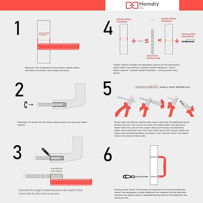 homdiy 5 Pack Adjustable Brushed Nickel Cabinet Pulls 2" to 8.8" (51-224mm) Adjustable Hole Distance Drawer Pulls