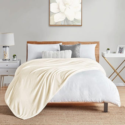 Walensee Fleece Blanket Plush Throw Fuzzy Lightweight (King Size 108x90 Cream) Super Soft Microfiber Flannel Blankets for Couch, Bed, Sofa Ultra Luxurious Warm and Cozy for All Seasons