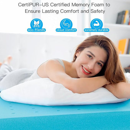 3 Inch Twin (39"x75") Memory Foam Mattress Topper, Cooling Gel Infused Mattress Pad, Soft Bed Topper for Pressure Relief Back Pain, Breathable, CertiPUR-US Certified