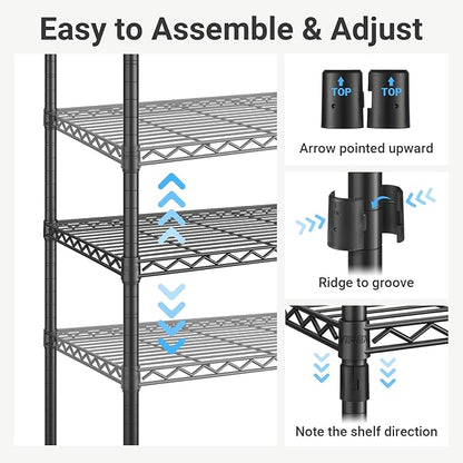 VIPEK V5C Heavy Duty Covered Clothes Rack Portable Closet Rack, Black Metal Clothing Rack with Black Upgarded Polyester Cover, Adjustable Custom Freestanding Closet Wardrobe, Max Load 800LBS