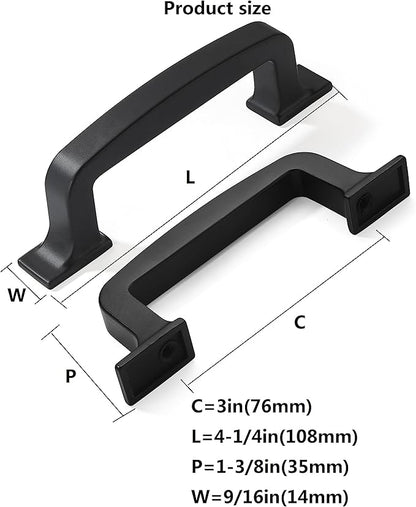 khtumeware 6 Pack 3 Inch Black Cabinet Handles - Matte Black Cabinet Pulls and Drawer Pulls