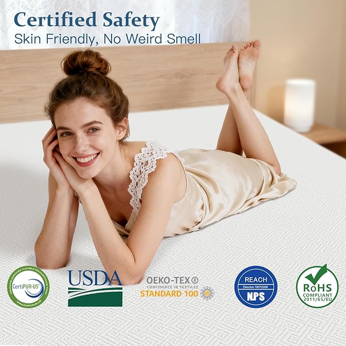 Airensky 4 Inch Memory Foam Mattress Topper, Cooling Gel Infused High Density Twin (39"x75") Topper with Removable Skin-Friendly Cover, Bed Topper for Pressure Relief Back Pain, CertiPUR-US Certified