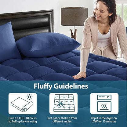 CYMULA Mattress Topper Twin Size - Soft Cooling Mattress Pad for College Dorm Room Essentials - Extra Thick Twin Protector Cover for Back Pain, Single Bed Topper Pillow Top with 8''-21'' Deep Pocket