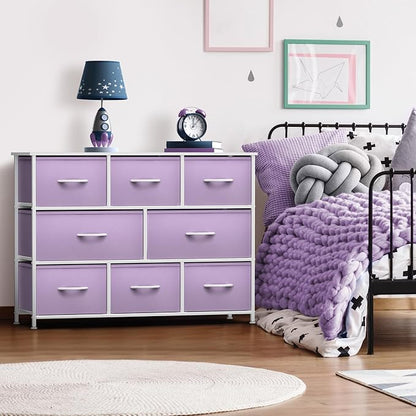 Sorbus Kids Dresser with 8 Drawers - Chest Organizer Unit with Steel Frame Wood Top & Handle, Fabric Bins for Clothes - Wide Furniture for Bedroom Hallway Kids Room Nursery & Closet