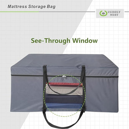 Cuddly Nest Folding Mattress Storage Bag - Heavy Duty Carry Case for Tri-Fold Guest Bed (Fits 6" Full Mattress,Grey)