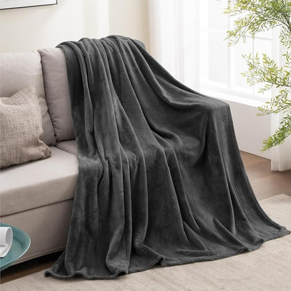 BEDELITE Fleece Blanket Charcoal Grey Throw Blankets for Couch & Bed, Luxury Plush Cozy Fuzzy 60x80 inches, Super Soft Warm Lightweight Throw for Travel Camping