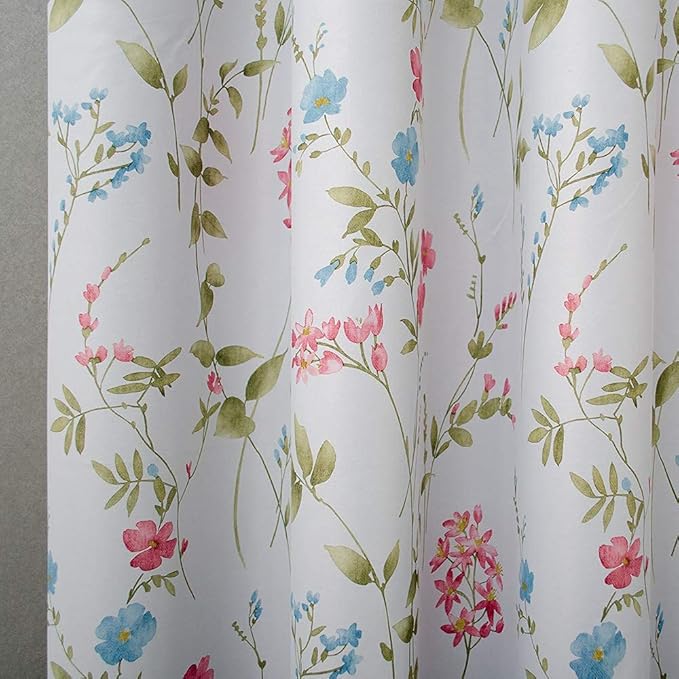 Linentalks Floral Bedroom Curtains 84 Inches Long 2 Panels Set, Farmhouse Thermal Insulated Blackout Curtains for Living Room, Grommet Room Darkening Curtains, Boho Black Out Curtains Green Red Multi