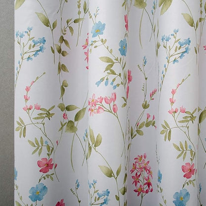 Linentalks Floral Bedroom Curtains 84 Inches Long 2 Panels Set, Farmhouse Thermal Insulated Blackout Curtains for Living Room, Grommet Room Darkening Curtains, Boho Black Out Curtains Green Red Multi