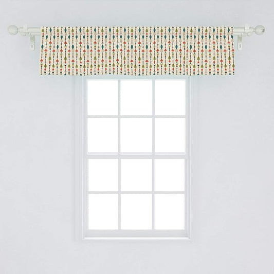 Lunarable Arrows Window Valance, Arrows Pattern Design with Culture Inspired Art Print, Curtain Valance for Kitchen Bedroom Decor with Rod Pocket, 54" X 12", Orange Green