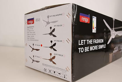 reiga 52 Inch ETL Listed High CFM Quiet DC Motor Smart Ceiling Fans with Lights Remote Control, Indoor 3 Blade Modern Ceiling Fan for Living Room Bedroom Farmhouse