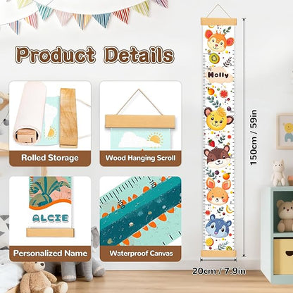 Height Growth Chart, Canvas Height Chart for Kids Baby, Hangable and Removable Growth Chart for Wall Room Nursery Decor, Toddler Height Wall Chart for Baby Room
