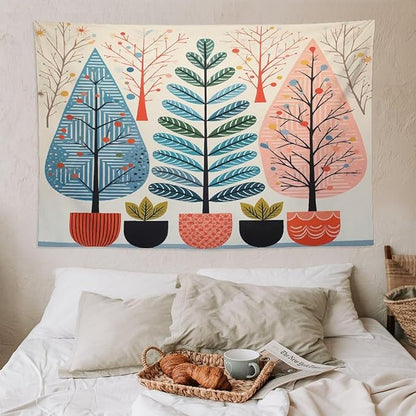 MaSiledy Wall Tapestry Shabby Chic Trees Tapestry Nature Themed Autumn Aesthetic Bedroom Tapestries Wall Art Decor for Bedroom Living Room Dorm 60"x90" Xmas Wall Hanging Polyester Tapestries