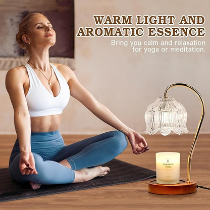 White Clear Candle Warmer Lamp with Timer Dimmer, Flower Candle lamp Warmer, 2 Bulbs, Wax Melter Warmer for Jar Scented Candles, Christmas Birthday Gifts Ideas for Women Mom