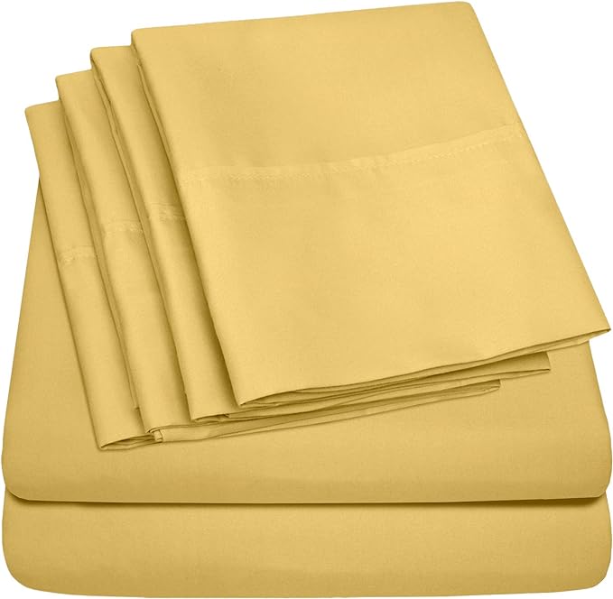 King Size Bed Sheets - 6 Piece 1500 Supreme Collection Fine Brushed Microfiber Deep Pocket King Sheet Set Bedding - 2 Extra Pillow Cases, Great Value, King, Yellow