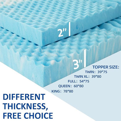 SINWEEK 2 Inch Memory Foam Mattress Topper Twin XL, Twin Extra Long Mattress Pads for College Dorm Single Bed, Pressure Relieve CertiPUR-US Certified, 39x80 Inches, Blue