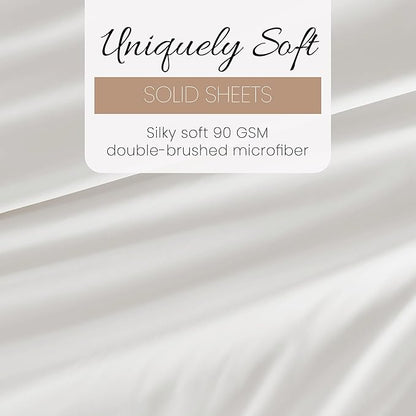Linen Market Brushed Microfiber Twin XL Sheet Set 3 Piece – Oeko-TEX Certified Ultra Soft & Wrinkle-Free - 16" Deep Pocket Sheets - Easy Care Twin XL Size - White