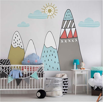 Ambiance Stickers Scandinavian Ivka Mountains Wall Decals, DIY Home Decor, Peel and Stick Removable Stickers, Waterproof and Self Adhesive Wall Art - H80 x L110 CM