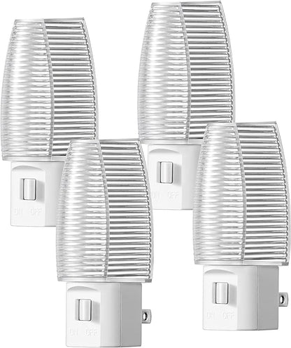 DEWENWILS Plug in Night Light with Switch, Manual ON Off LED Nightlight for Kids, Nursery, Bedroom, Bathroom, Hallway, Stairways, Corridor, Garage, Warm White, UL Listed, 4 Pack