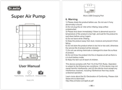 Air Mattress Pump, Rechargeable 6000mAh Portable Air Pump, Quick-Fill Electric Air Inflator Deflator for Outdoor Camping Inflatable Bed Pool Boat Float Raft Swimming Rings Vacuum Bag