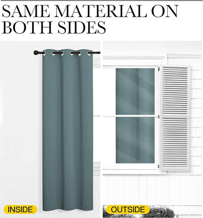 NICETOWN Temporary Portable Curtains for Sidelight Door, Insulating Privacy Soundproof Bifold Doors for Sliding Closet Doorway Entrance Hallway (1 Piece, 5ft Wide x 8ft Long, Greyish Blue)