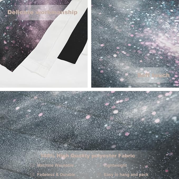 Batmerry Cosmic Dust Starry Expanse Tapestry, Nebula Like Dark Cosmos Wall Art Hanging Decoration Polyester Fiber White Ruffled Around for Dorm Room Bedroom Living Room, 51.2x59.1 inches
