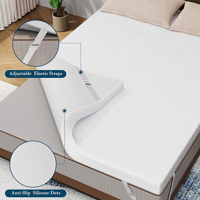 3 Inch Memory Foam Mattress Topper Twin XL, Cooling Gel Bed Topper with Removable Cover, Soft & Pain Relief & Breathable, CertiPUR-US & Oeko-Tex Certified