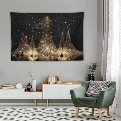 MaSiledy Tapestry Silver Lighted Christmas Trees Tapestry Aesthetic Christmas Holiday Tapestry As Wall Art Wall Hanging for Dorm Living Room Landscape 40"x60" Xmas Wall Hanging Polyester Tapestries