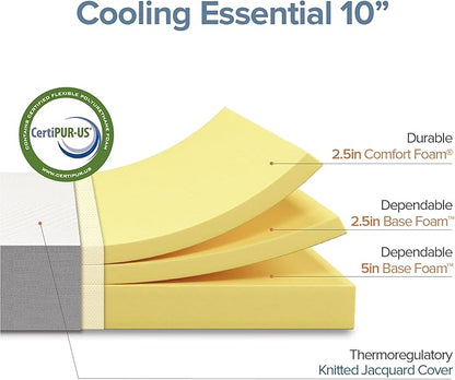 ZINUS 10 Inch Queen Cooling Essential Foam Mattress, Affordable Quality, Certified Safe Materials