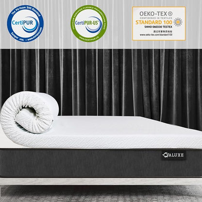 VALUXE 4 Inch Gel Memory Foam Mattress Topper Twin XL Size High Density Cooling Pad Pressure Relief Bed Topper (with Removable & Washable Bamboo Cover)