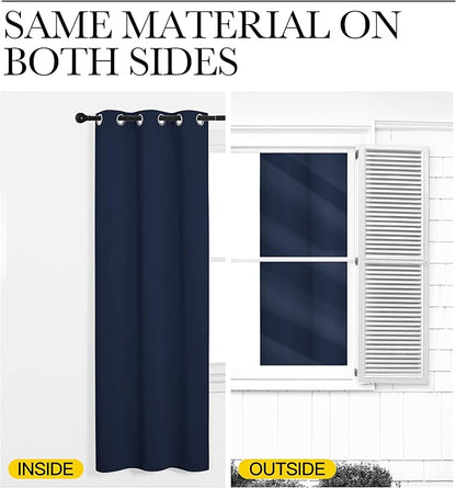 NICETOWN Room Dividers Curtains Screens Partitions, Premium Heavyweight Laundry Divider for Office, Vintage and Sliding, Including 16 Silver Ring Top (1 Panel, 20ft Wide x 7ft Long, Navy)