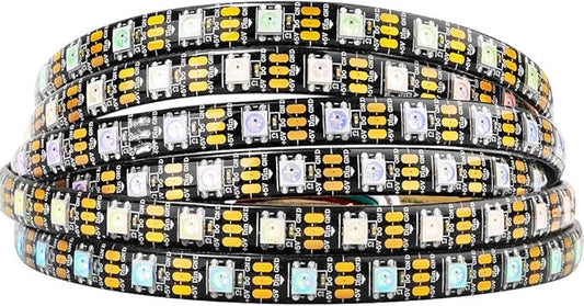 BTF-LIGHTING WS2812B IC RGB 5050SMD Pure Gold Individual Addressable LED Strip 16.4FT 300LED 60Pixel/m Flexible Full Color IP65 DC5V for DIY Chasing Color Project(No Adapter or Controller)