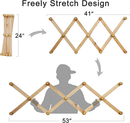 SKOLOO Hat Rack for Wall with 11 Hooks, 24 inch Solid Wooden, Modern, Huge Coat Rack Wall Mount for Coats, Hats, Bags, Cowboy Caps, Baseball Caps, Dark Walnut Color