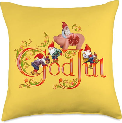 Scandinavian Christmas God Jul Marzipan Pig Throw Pillow
