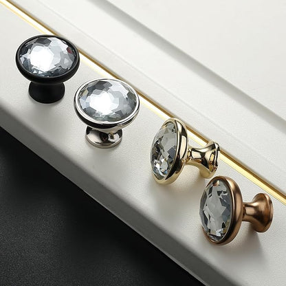 Asidrama 10 Pack Champagne Bronze Kitchen Cabinet Knobs - Clear Crystal Dresser Knobs for Dresser Drawers