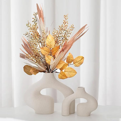 2 Pack White Vases - Home Decor - Ceramic Vases for Flowers, Centerpieces, Room Decor