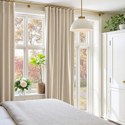 Lazzzy Velvet Blackout Curtains Thermal Insulated Room Window Drapes Super Soft Luxury Curtains for Living Room Bedroom Rod Pocket 2 Panels, Beige, 62" W x 120" L