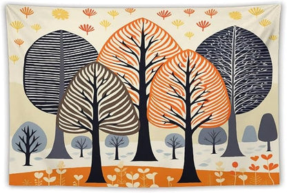 MaSiledy Tapestry Shabby Chic Trees Tapestry for Bedroom Aesthetic Rustic Autumn Tapestry As Wall Art Wall Hanging for Bedroom Landscape 40"x60" Holiday Scene Banner for Winter Christmas Party