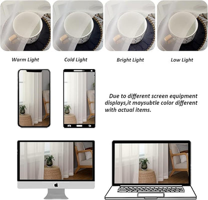 Chyhomenyc Sheer Ivory Valances for Windows 2 Pack, Small Window Curtains for Living Room Bathroom Cafe Laundry Basement, Modern Top Dual Rod Pocket Voile Curtain, 42W x 18L inches, Ivory