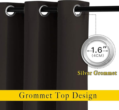 NICETOWN Toffee Brown Short Window Curtains for Windows 50 inch Long - Solid Grommet 50% Light Reducing Thermal Insulated Curtain Panels for Kitchen/Bedroom (W34 x L50, 1 Pair)