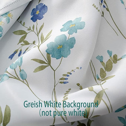 Linentalks Floral Blackout Curtains 84 Inches Long 2 Panels Set, Flower Curtains for Bedroom, Grommet TopThermal Insulating Room Darkening, Pretty Floral Curtains Blackout for Living Room, Blue Green